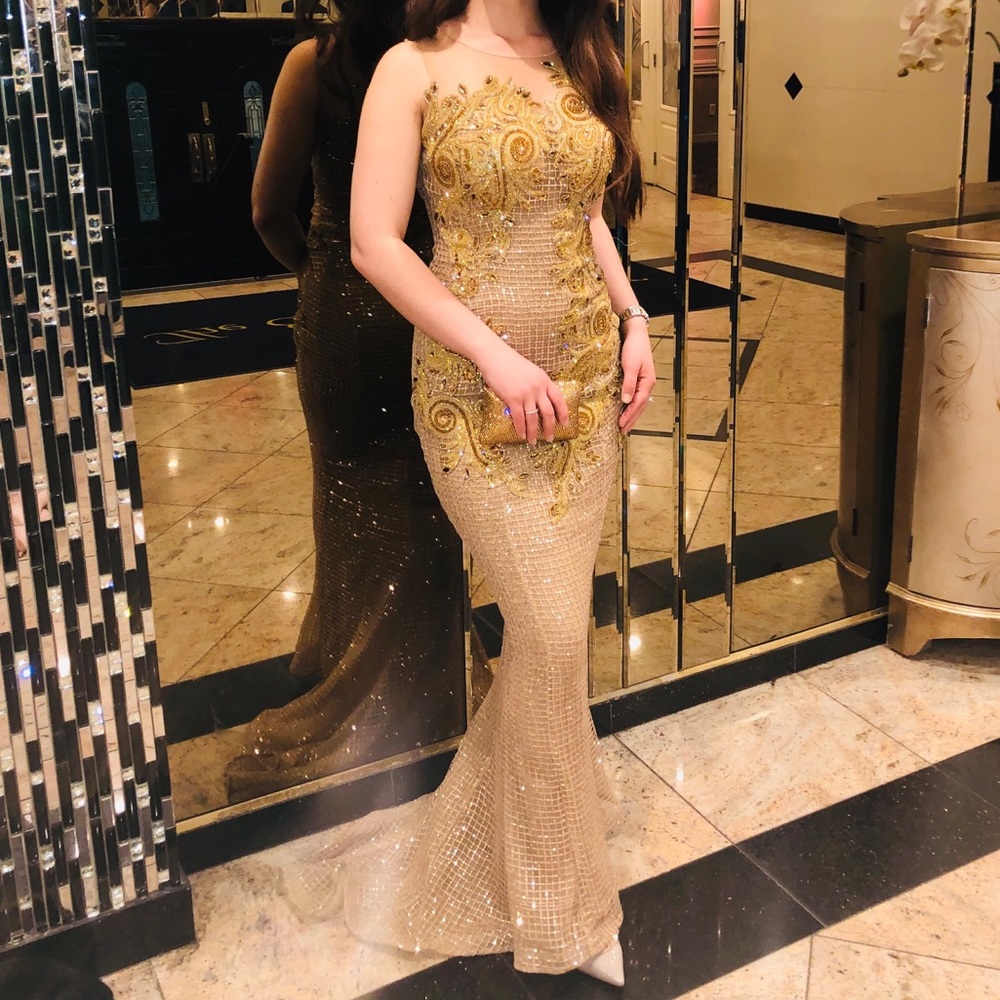 AZZURE Couture Prom Gold Dress!